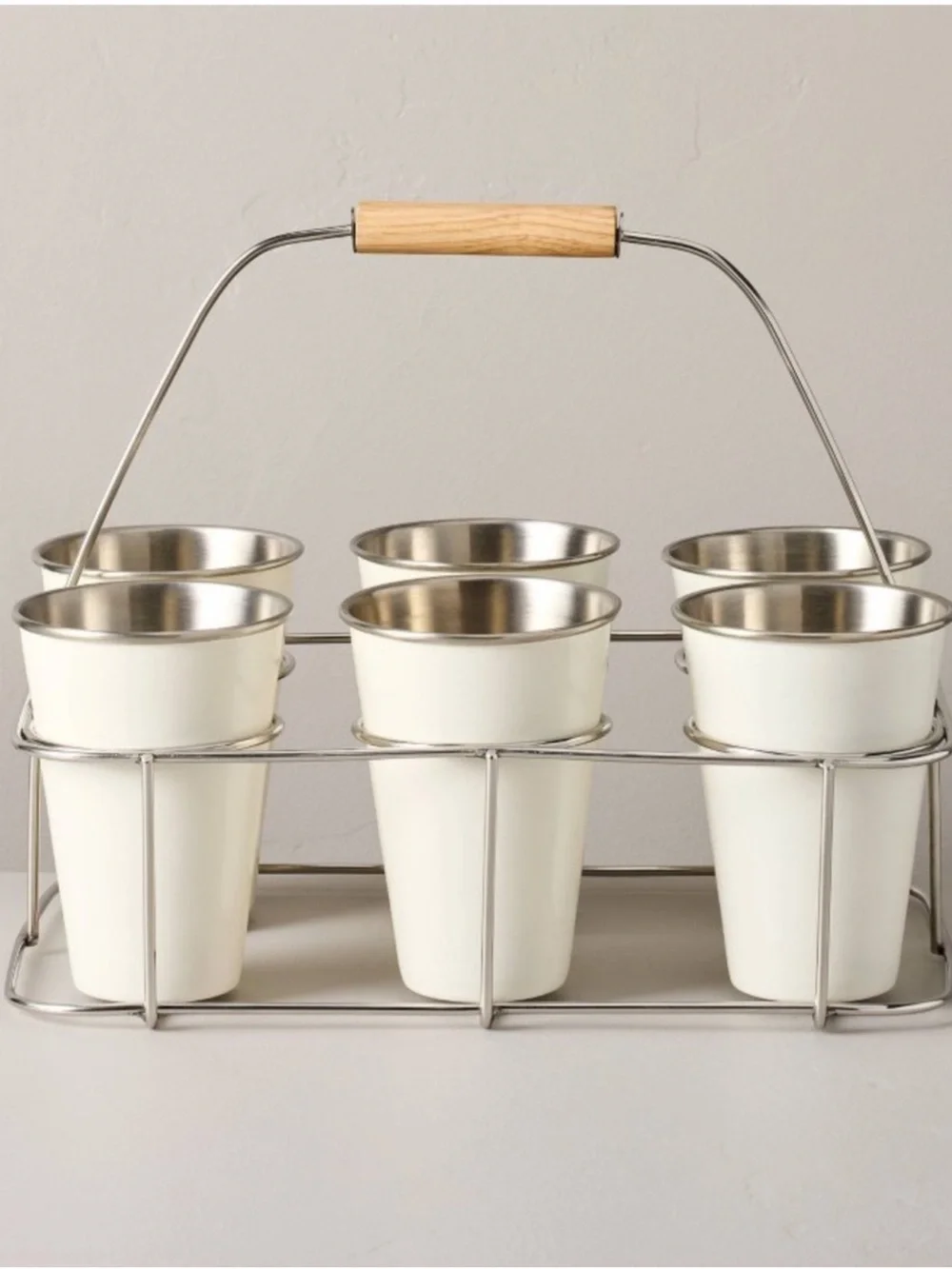 New! Metal and Rubberwood Caddy Color: Sour Cream - Hearth & Hand™ with Magnolia